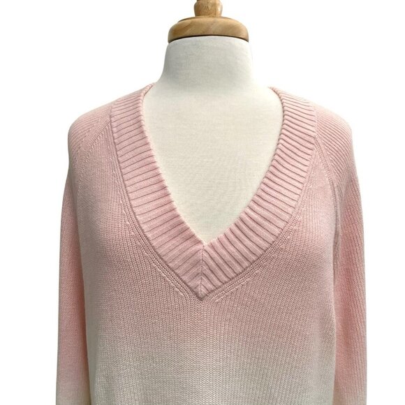 Anthropologie Ombre Dip-Dyed V-Neck Long Sleeve Pullover Sweater size Medium - Picture 2 of 8